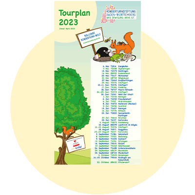 Der Tourplan mit den Tourstops der ROLLENDEN KINDERTURN-WELT 2023